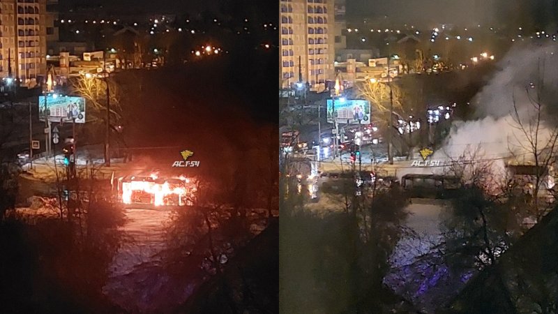 Автобус сгорел в Ленинском районе – в нем ехали 35 пассажиров (ВИДЕО)