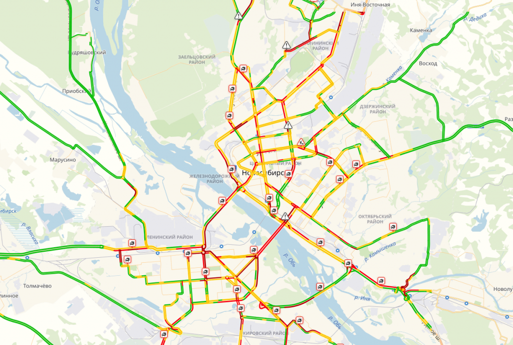 Карта ини. Пробки Новосибирск.