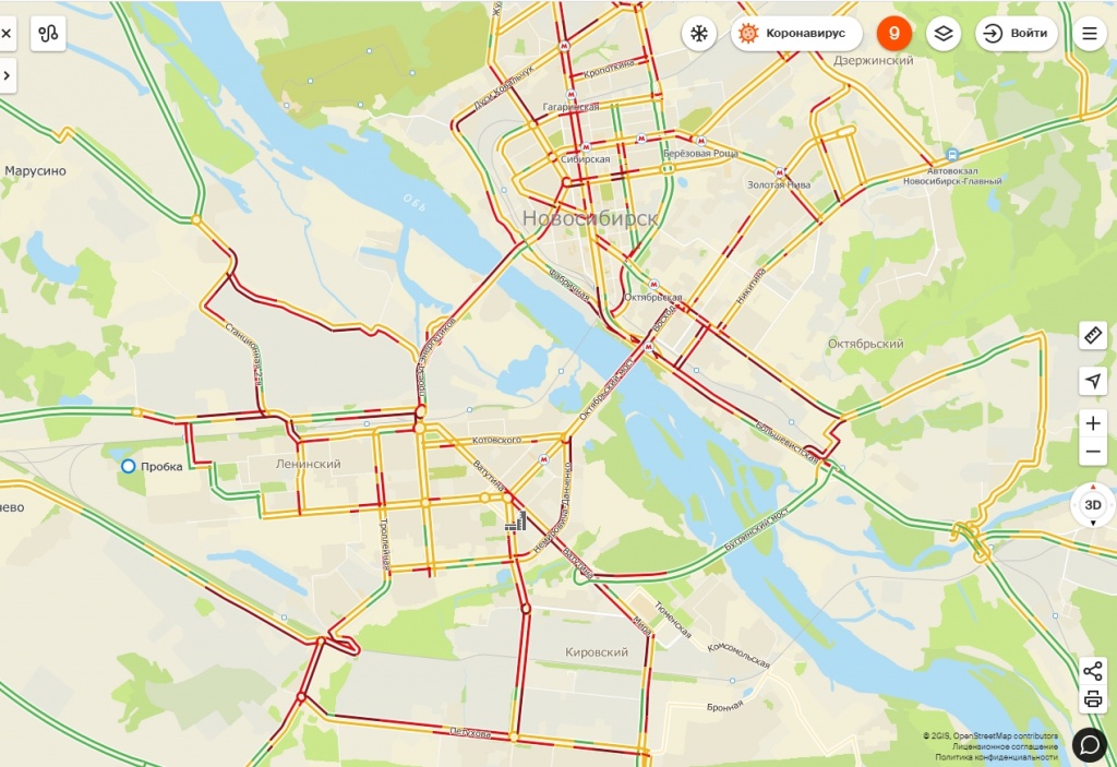 Карта с пробками онлайн новосибирск