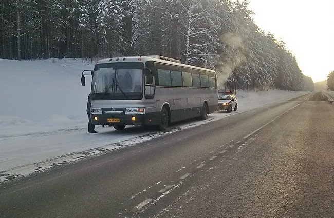 Хоккейную команду спасли из замерзшего автобуса на трассе