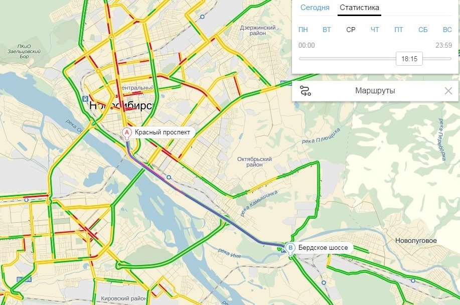 Карта пробок в новосибирске сейчас