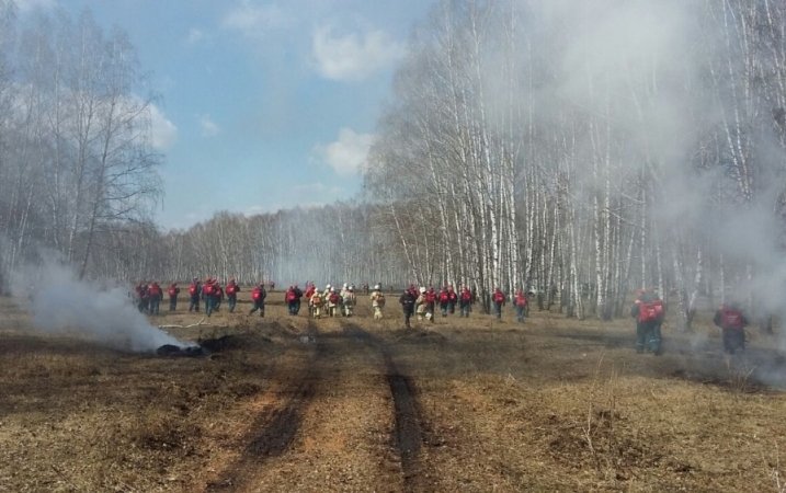 Спасатели потушили условный лесной пожар и обезопасили людей