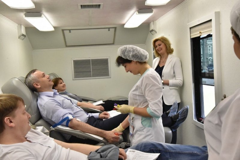 Мобильные пунткы сбора крови проверили на работу в режиме ЧС