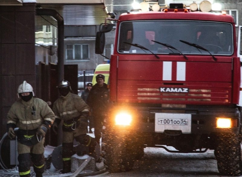 Пожарные вытащили людей из окна горящего дома