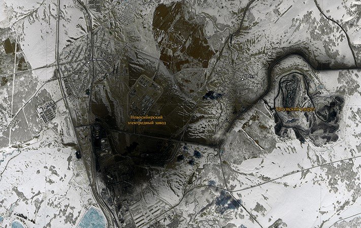 Искитимский черный снег попал на снимок из космоса