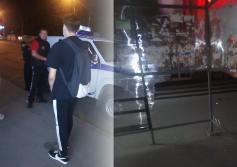 Станция «Молодёжная»:  юных вандалов, крушивших ночью автобусную остановку, задержала охрана 