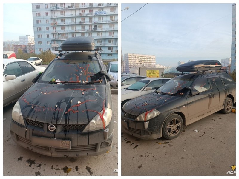В Новосибирске Nissan забросали яйцами и облили кетчупом – чем провинился владелец
