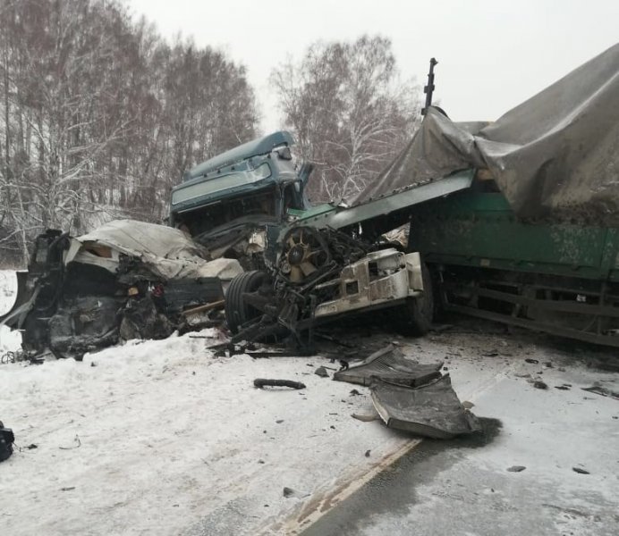 Три грузовика столкнулись под Новосибирском: погиб водитель