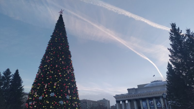 На площади Ленина завершили монтаж новогодней елки