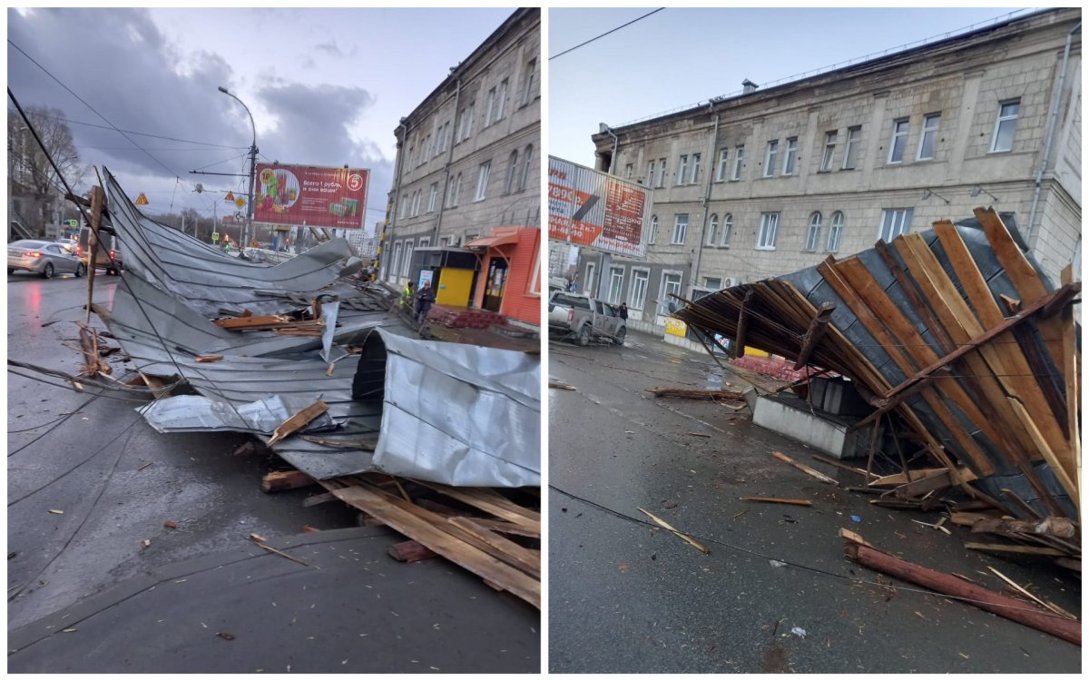 Крышу общежития унесло порывами ветра на площади Энергетиков