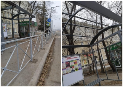 Люди вынуждены прыгать: на остановке в Новосибирске поставили «могильную оградку»