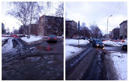 Водители массово прокатали тротуар из-за перекрытой дороги в Новосибирске