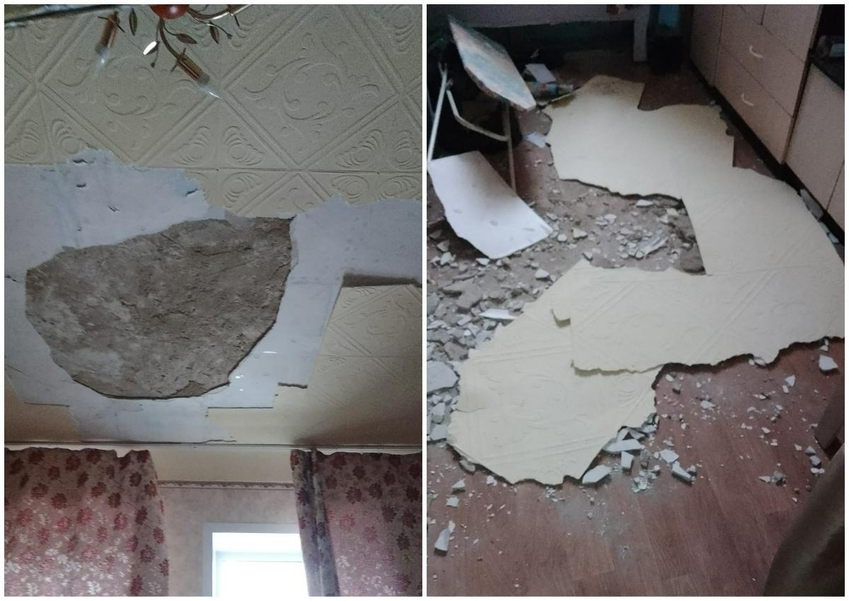 Потолок рухнул в новосибирском общежитии