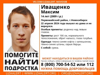 14-летний бритый наголо подросток пропал в Первомайке