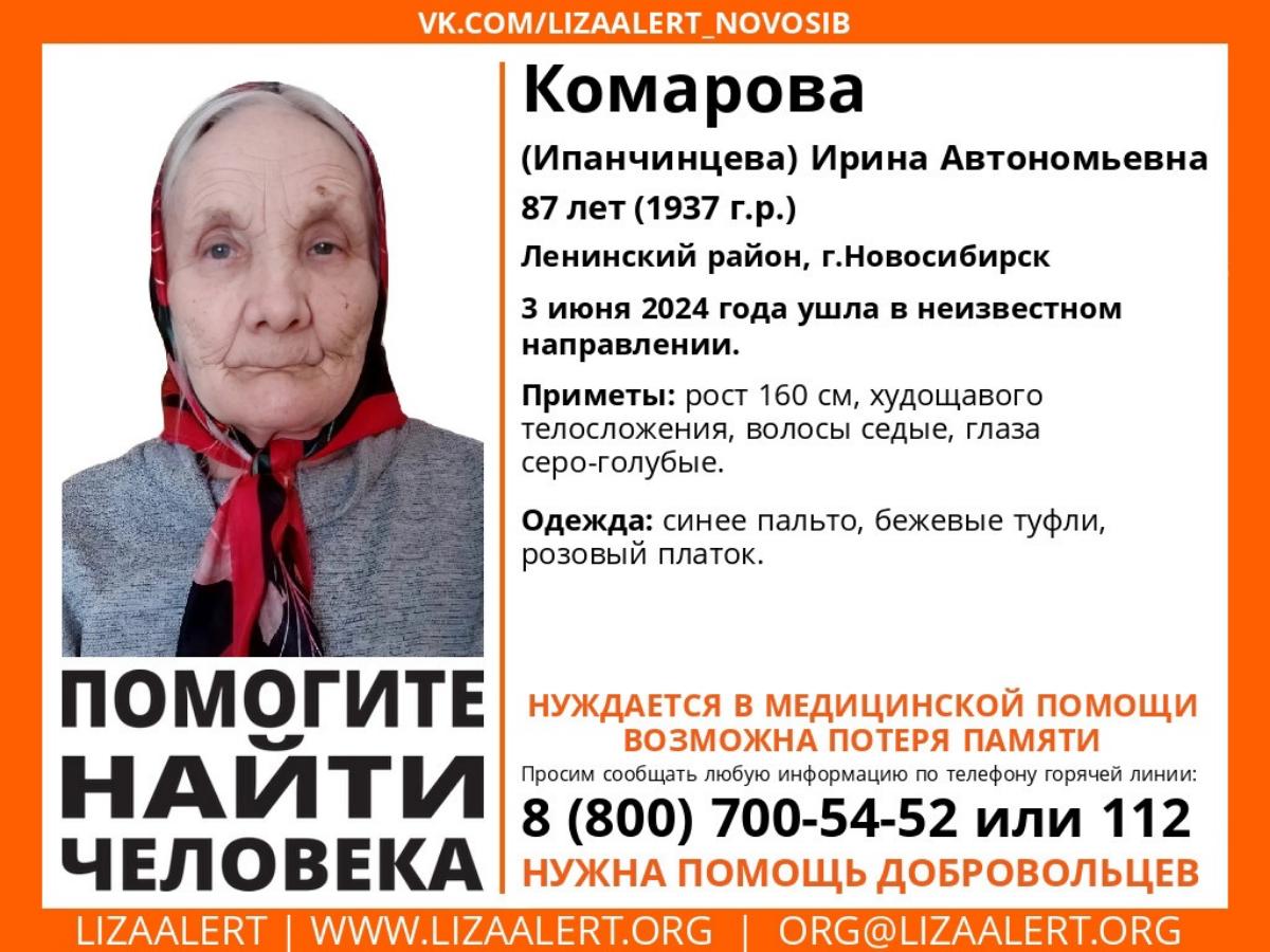 Пенсионерка в синем пальто пропала в Новосибирске