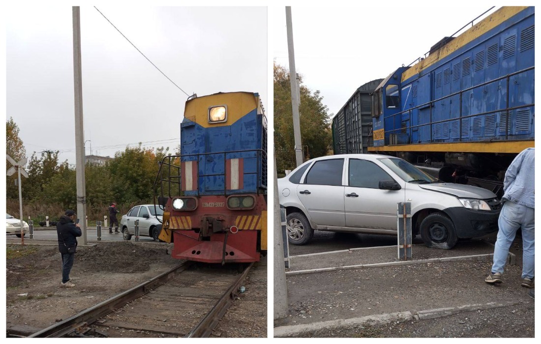 Отечественная легковушка угодила под грузовой поезд